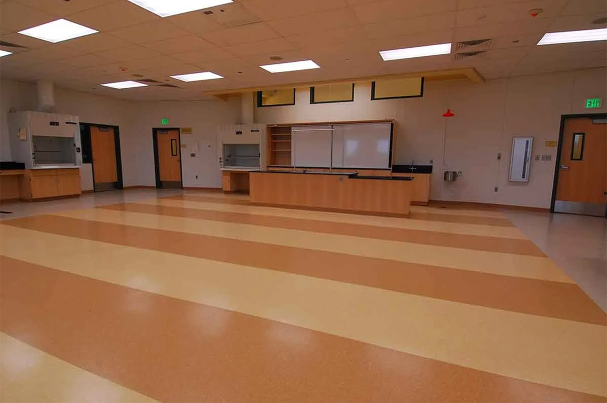 Orange and Tan Striped Sheet Vinyl for School in Hanford, CA
